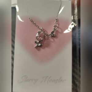 Elegant Silver and Pink Rose Necklace